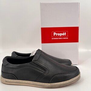 Propet Logan Men’s Slip-On Sneakers Size 10 5E Black Leather Wide Width Comfort